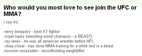『UFCまたは総合格闘技界入りを最も見てみたいのは誰だ？』