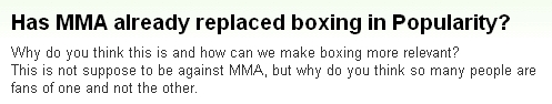 『総合格闘技は人気で既にボクシングに取って代わってるだろうか？』