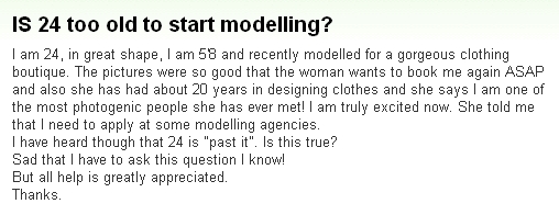 『モデル業を始めるのが24歳って年取り過ぎかな？』