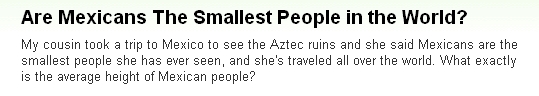 『メキシコ人は世界最小な人々なのか？』