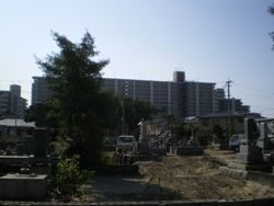 伽藍の手前の離れに佇む墓地
