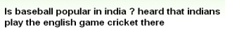 『インドで野球は人気ありますか？イギリスのクリケットは普及してるそうですが。』