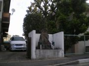 敷地のすぐ西脇にある『猿田彦大神』の石塔。明治年間の建立との刻銘がある。