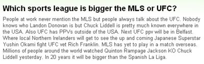 『MLSとUFCとではどちらがより大きなスポーツリーグか？』